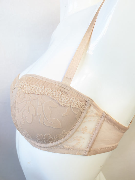 Andres Sarda Bahia, a plunge strapless bra. Style 3304918. Color Beige. Side view.