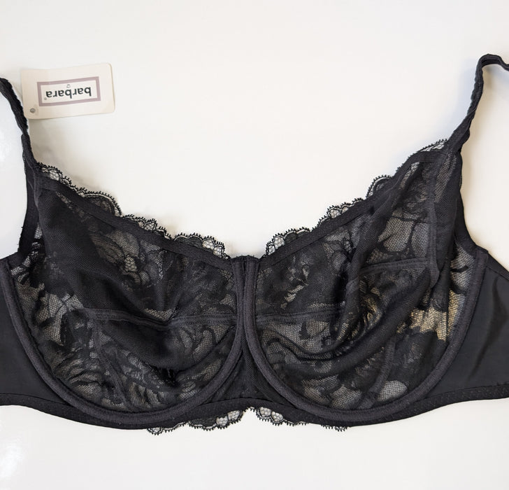 Barbara, a beautiful full cup bra. A plus size bra. Color Black. Style 116511. Inside view.