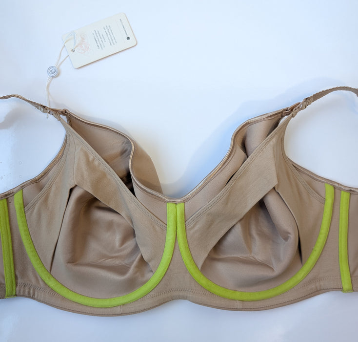 Cake Croissant, a spacer nursing bra. Soft and comfortable. Drop down cup. Style 24-1016-01. Color Beige. Inside view.