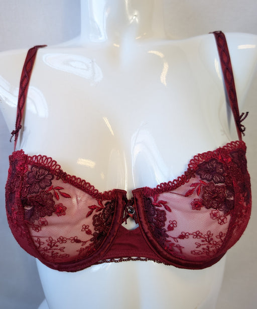 Chantelle Romance, a beautiful demi bra. Style 2745. Color Red. Front view.