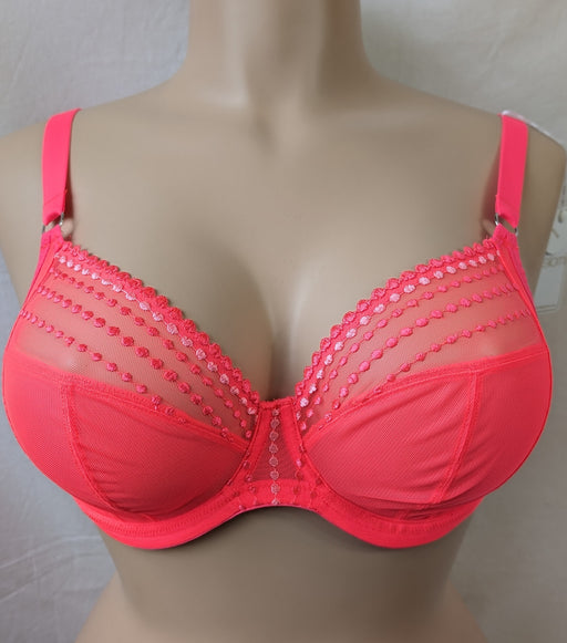 Elomi Matilda, a plunge bra, ideal for plus sizes. Color Flamingo. Style EL8900.