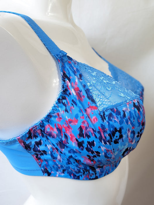 Elomi Morgan, a comfortable full cup bra. Style EL4110. Color Blue Print.