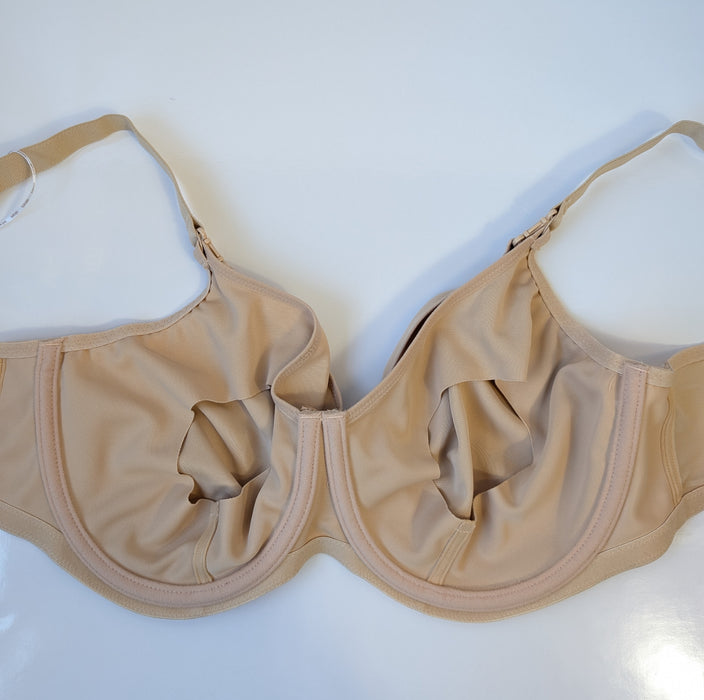 Elomi Smoothing, a top line plus size nursing bra. Color Beige. Style EL3912. Inside view.