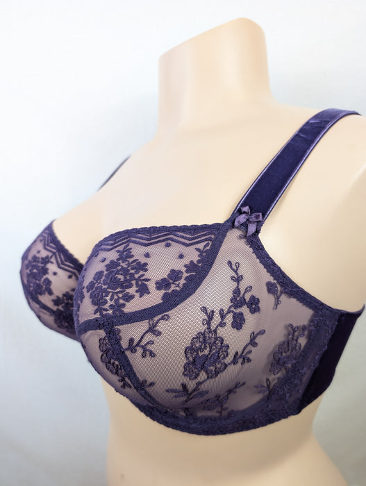 Empreinte Ellen, a luxury balconette bra on sale. Style 08211. Color Myrtille. Side view.