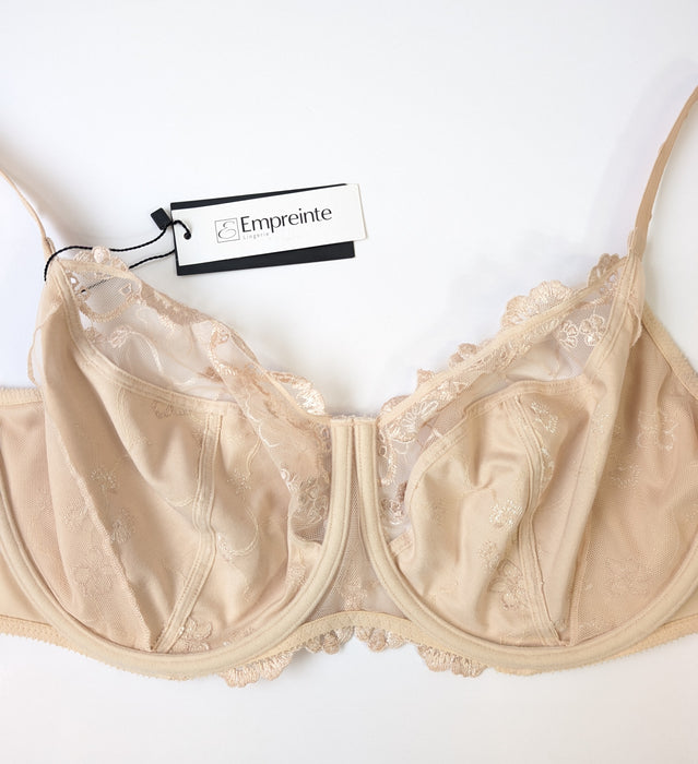 Empreinte Louise, a hard to find luxurious demi bra on sale. Color Hazel. Style 0887. Inside view.