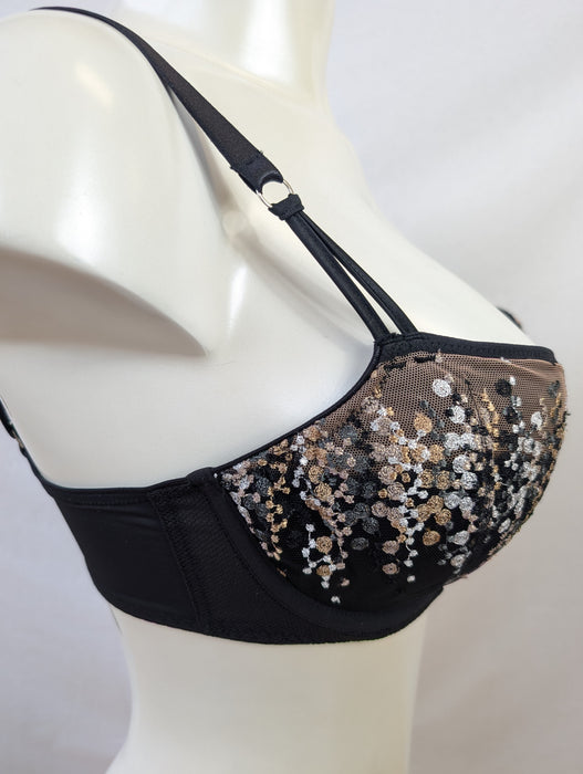 Freya Astric, a half cup bra with luxurious tones, on sale. Color Black. Style AA5503. Side view.