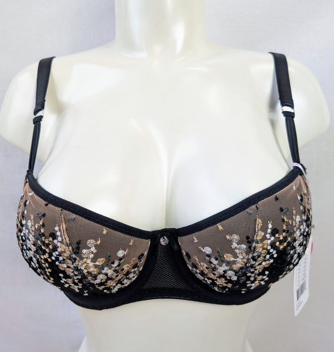 Freya Astric, a half cup bra with luxurious tones, on sale. Color Black. Style AA5503. Front view.