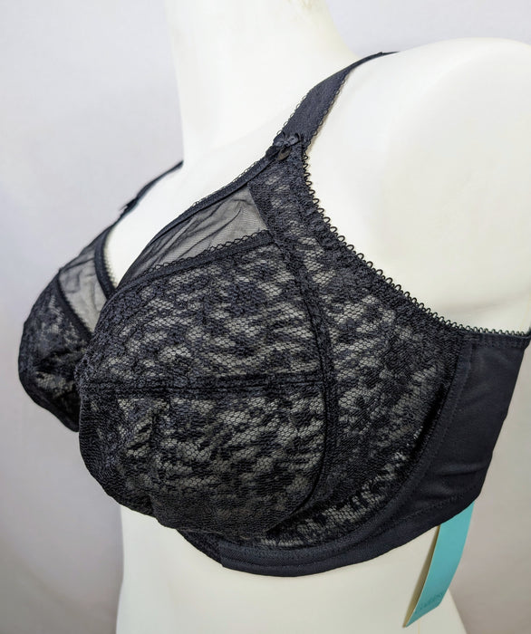 Goddess Adelaide, a banded premium plus size bra. Color Black. Style GD6660. Side view.