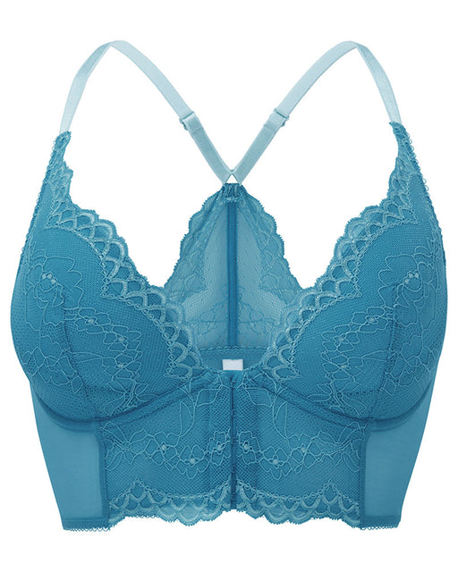 Gossard Superboost, a longline bra with a deep V plunge. Color Ocean Blue. Style 7718.