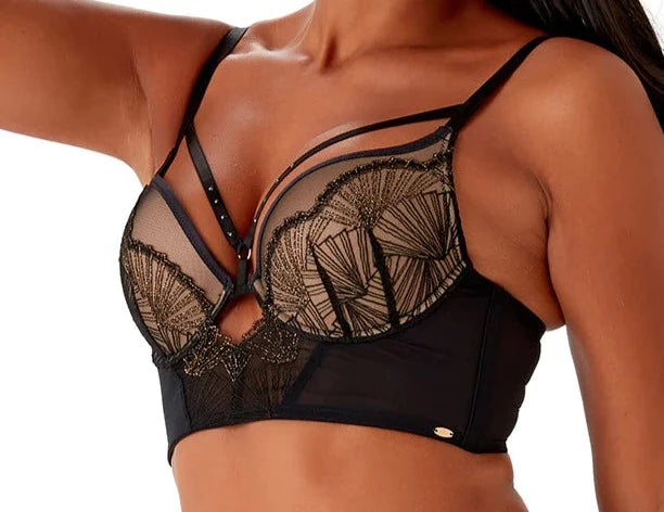 Gossard VIP Captivate, a art deco bra. Color Black. Style 19401.