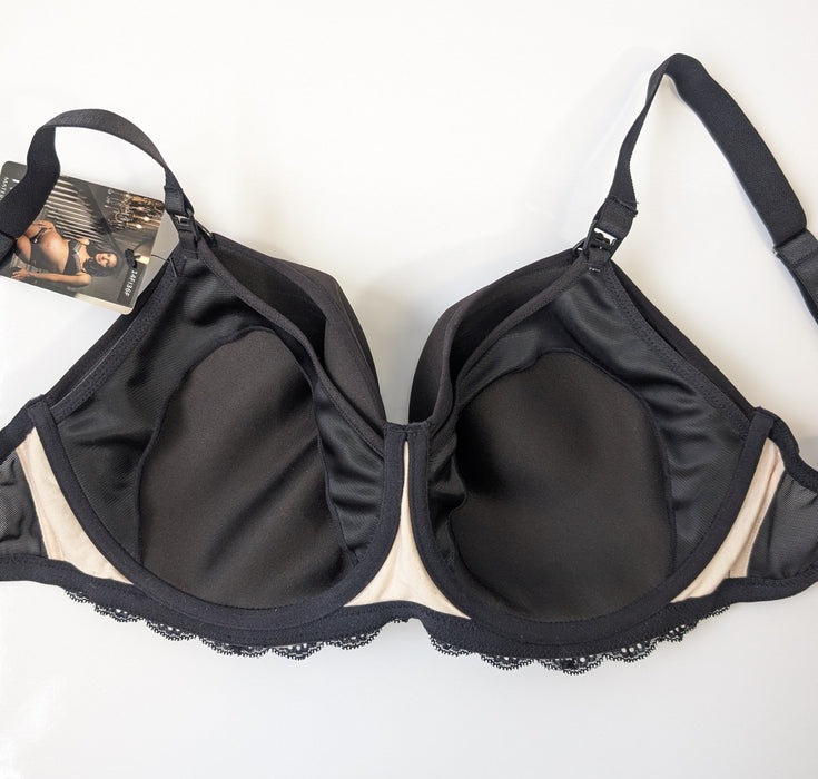 Hot Milk Obsession, a premium soft, plus size nursing bra. Color Jet Black. Style OBB1. Inside view.