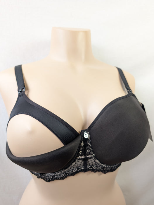 Hot Milk Obsession, a premium soft, plus size nursing bra. Color Jet Black. Style OBB1. Front view.