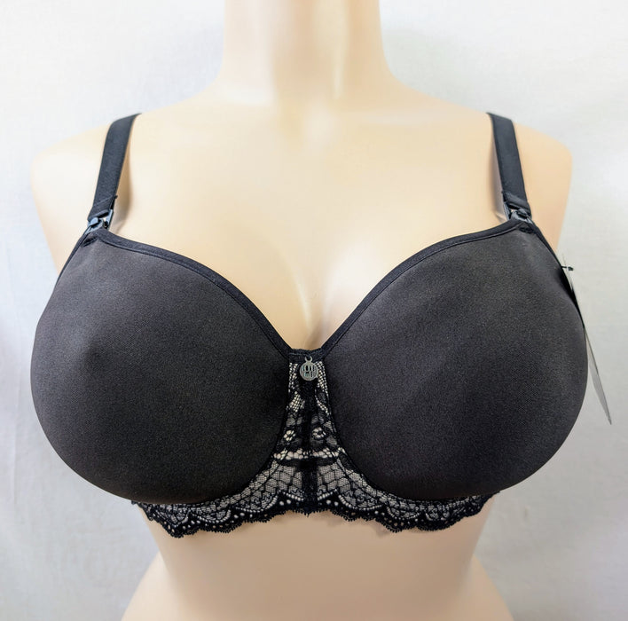 Hot Milk Obsession, a premium soft, plus size nursing bra. Color Jet Black. Style OBB1. Front view.