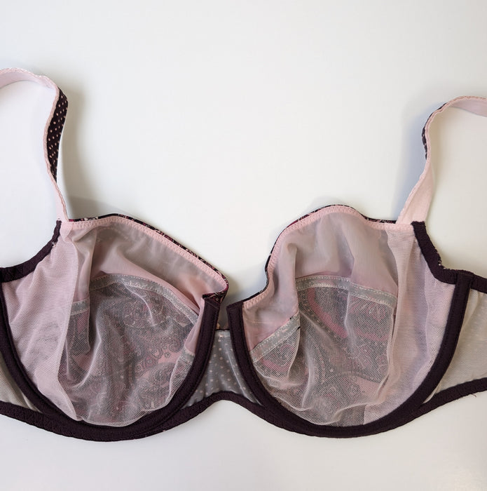 Lise Charmel Soir Adrenaline, a beautiful demi bra on sale. Color Pomegranate. Style FCA3047. Inside view.