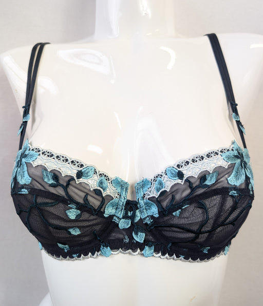 Lise Charmel, a seductive demi bra on sale. Color Bleu. Style AC3036. Front view.