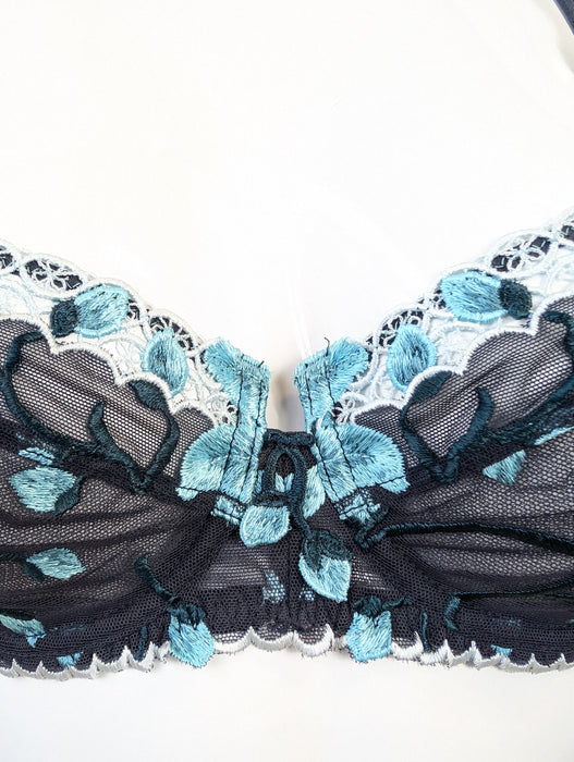 Lise Charmel, a seductive demi bra on sale. Color Bleu. Style AC3036. Front view.