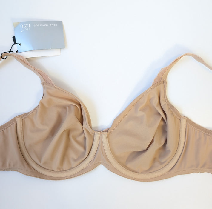 Lou Kate, a comfortable full cup bra. Style 22614. Color Beige. Inside view.