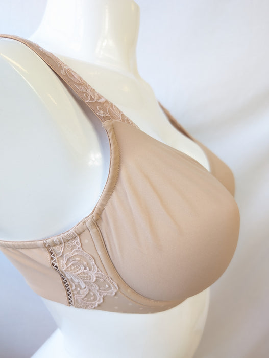 Lou Kate, a comfortable full cup bra. Style 22614. Color Beige. Side view.