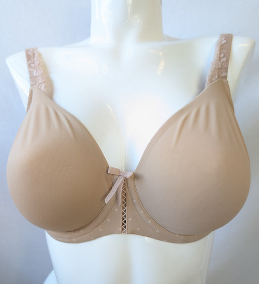 Lou Kate, a comfortable full cup bra. Style 22614. Color Beige. Front view.