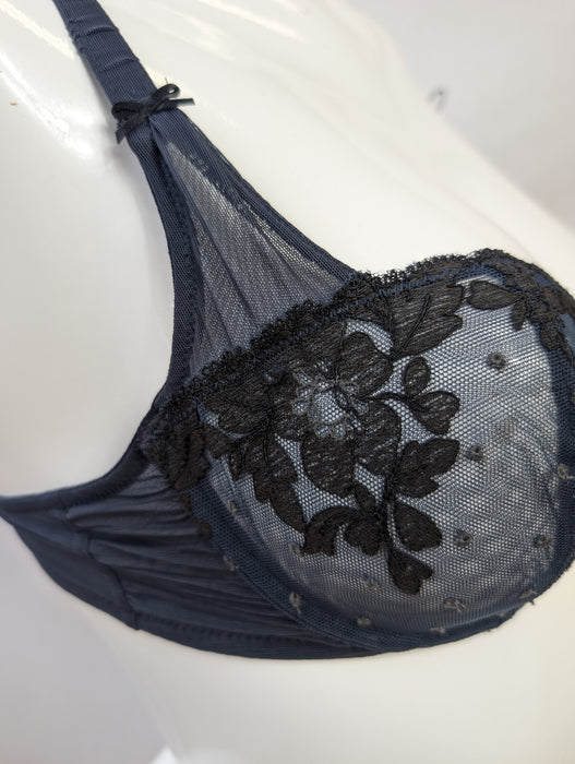 Lou Piccadilly a wonderful demi bra. Color Ocean. Style 13610. Side view.