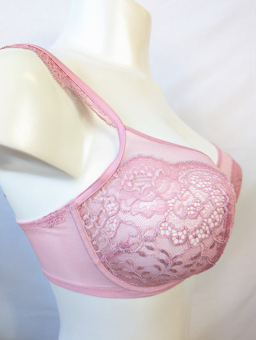 Marie Jo Alessandra, a beautiful demi bra with delicate details. Side view. Style 0101921. Color Venetian Pink.