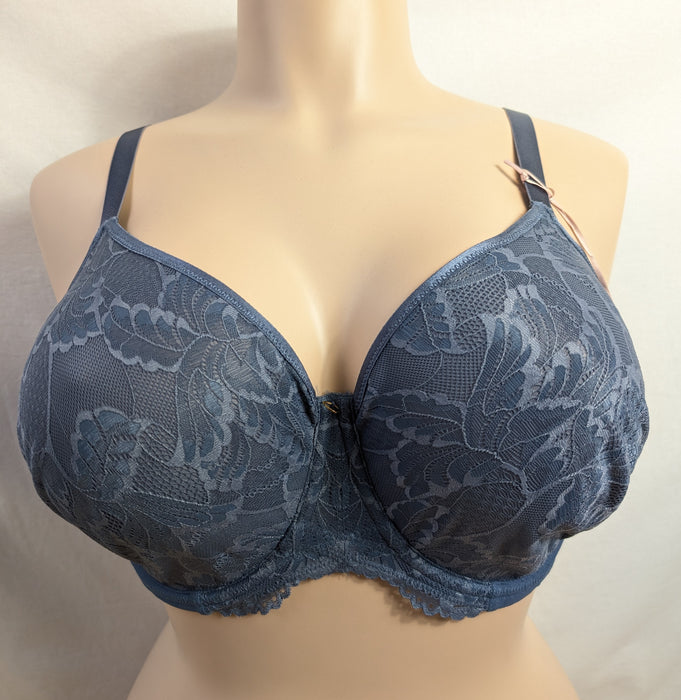 Panache Radiance, a beautiful comfortable full cup bra. Style 10461. Color Steel Blue. Front view.