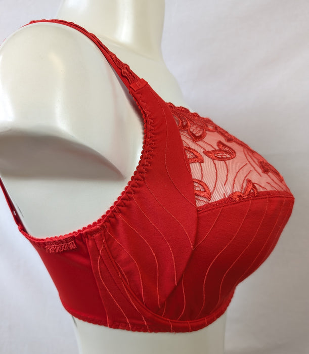 Prima Donna Deauville, a best selling bra across the globe. Ideal for the full bust. On sale. Style 0161811. Color Fiery Red. Side view.