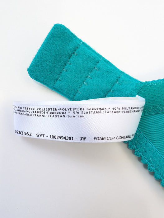 Prima Donna Lenca, a padded bra for comfort and shape. Color Sunny Teal. Style 0263462. Tag view.