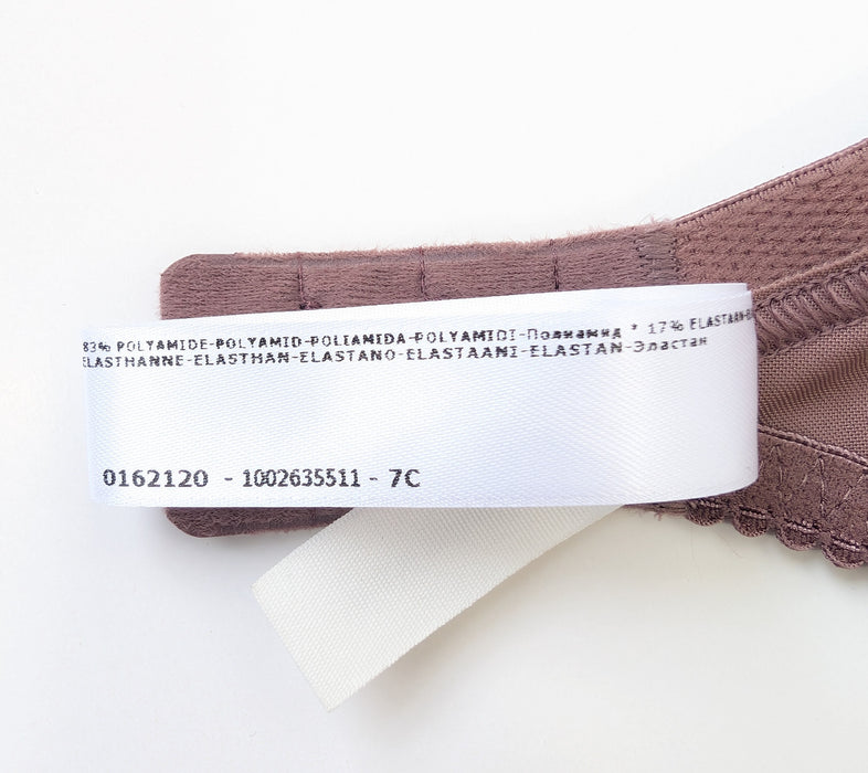 Prima Donna Madison, the best selling full cup bra. Color Satin Taupe. Style 0162120/0162121. Tag view.