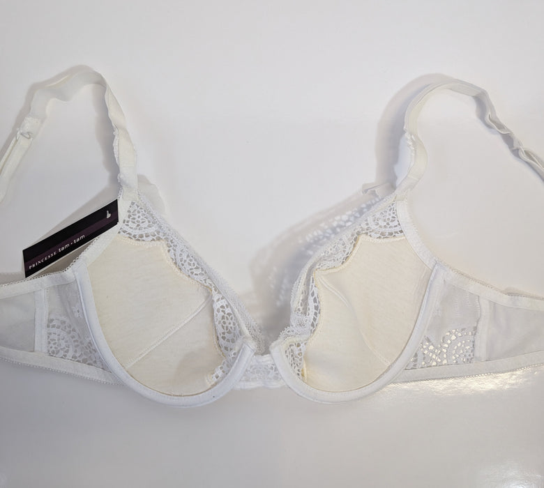 Princesse Tam Tam, a fun flirty bra on sale. Color White. Style 116. Inside view.