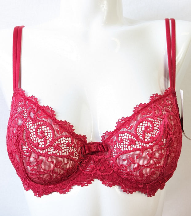 Simone Perele Celeste, a luxe demi bra. Color Red. Style 12M331.