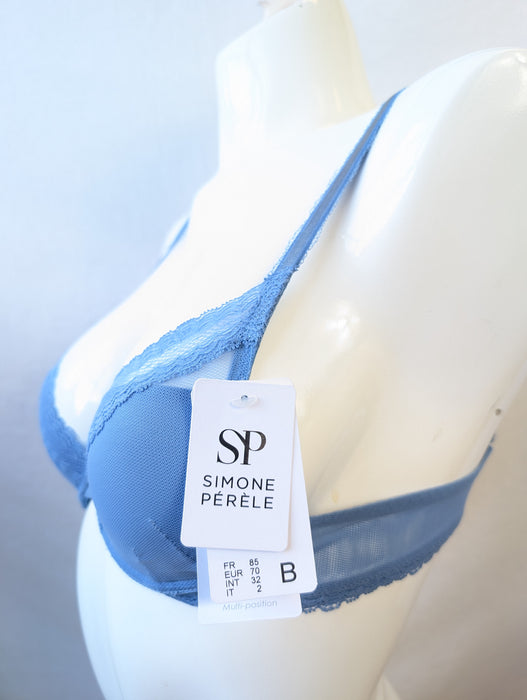 Simone Perele Confiance, a pushup bra. Style 12K347. Color Denim. Side view.