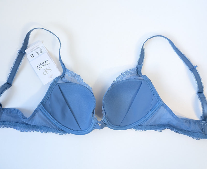 Simone Perele Confiance, a pushup bra. Style 12K347. Color Denim. Inside view.