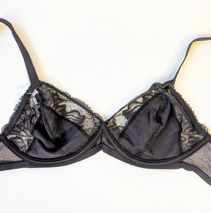 Simone Perele Promesse, a comfortable wireless bra on sale. Color Anthracite. Style 12H210. Inside view.