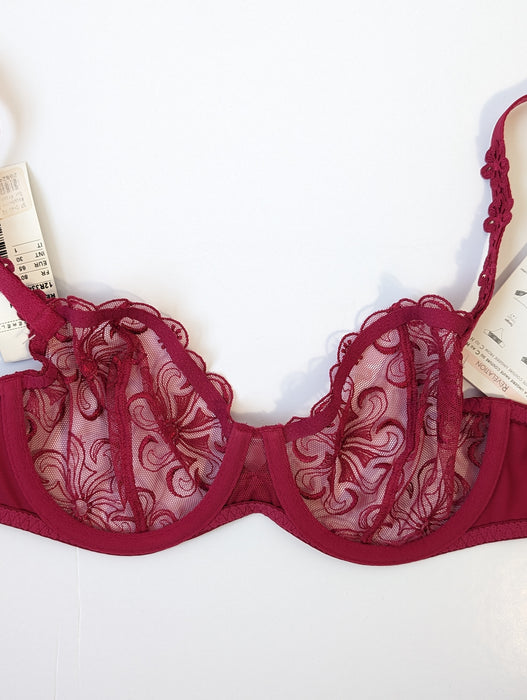 Simone Perele Revelation, a great demi full cup bra on sale. Color Raspberry. Style 12R334.