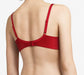 Chantelle Orangerie, a low cup plunge bra made of a soft fabric with padded cups. Color Candy Apple. Style 6762.