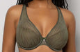 Curvy Couture, a plunge plus size bra. Color Olive. Style 1310.