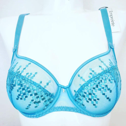 Empreinte Jane, an art deco inspired balcony bra. Color Bleu Polaire. Style 08182.