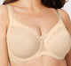 Glamorise Elegance Lace, a full coverage, supportive plus size bra. Color Beige. Style 9845.