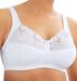 Glamorise Rose Lace, a full coverage wireless bra. Comfort is the key. Color White. Style 1104.