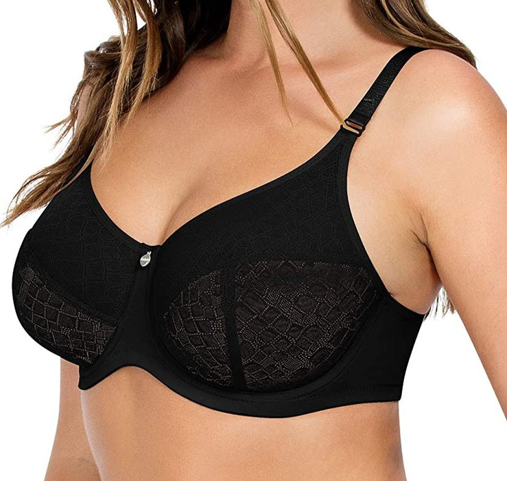 Parfait Enora, a beautiful minimizer bra with all over lace. Color Black. Style P5272.